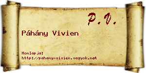 Páhány Vivien névjegykártya